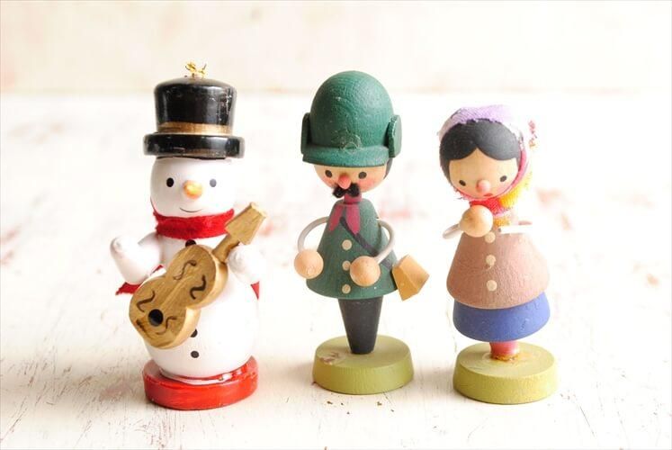ドイツ製 クリスマス フィギュア 4体セット 陶器と木製