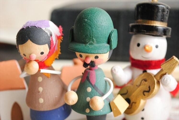 ドイツ製 クリスマス フィギュア 4体セット 陶器と木製