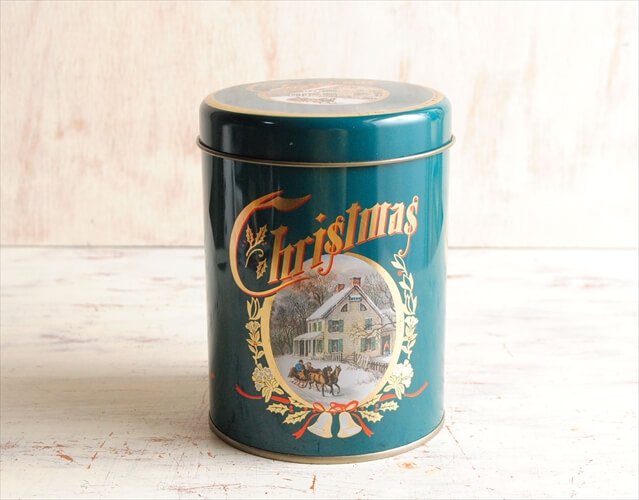 ドイツから クリスマスの絵柄の缶箱 容器 小物入れ ティン缶 X'mas Christmas フィギュア オブジェ_231124