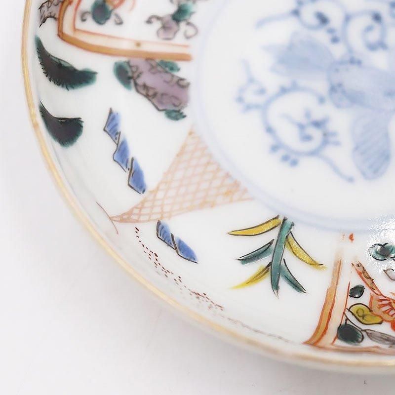 【骨董品】 手描き　色絵　小皿　萬暦年製　アンティーク　5枚皿セット アンティーク和食器 手描き色絵小皿｜直径11 高さ2.5｜明治大正