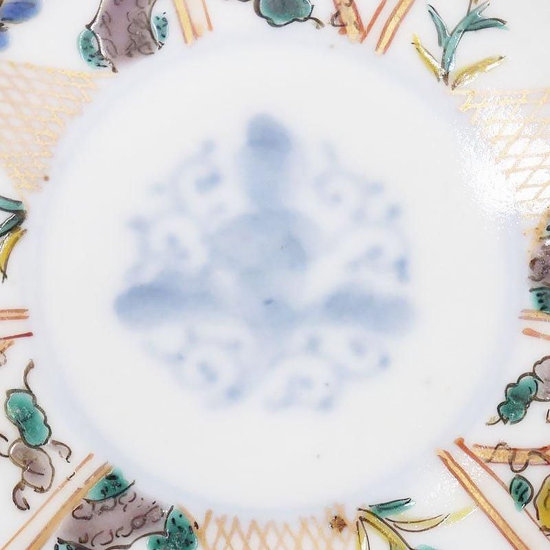 【骨董品】 手描き　色絵　小皿　萬暦年製　アンティーク　5枚皿セット 古伊万里 萬暦年製 色絵 金彩 小皿 輪花皿 骨董 銘々皿 骨董 G