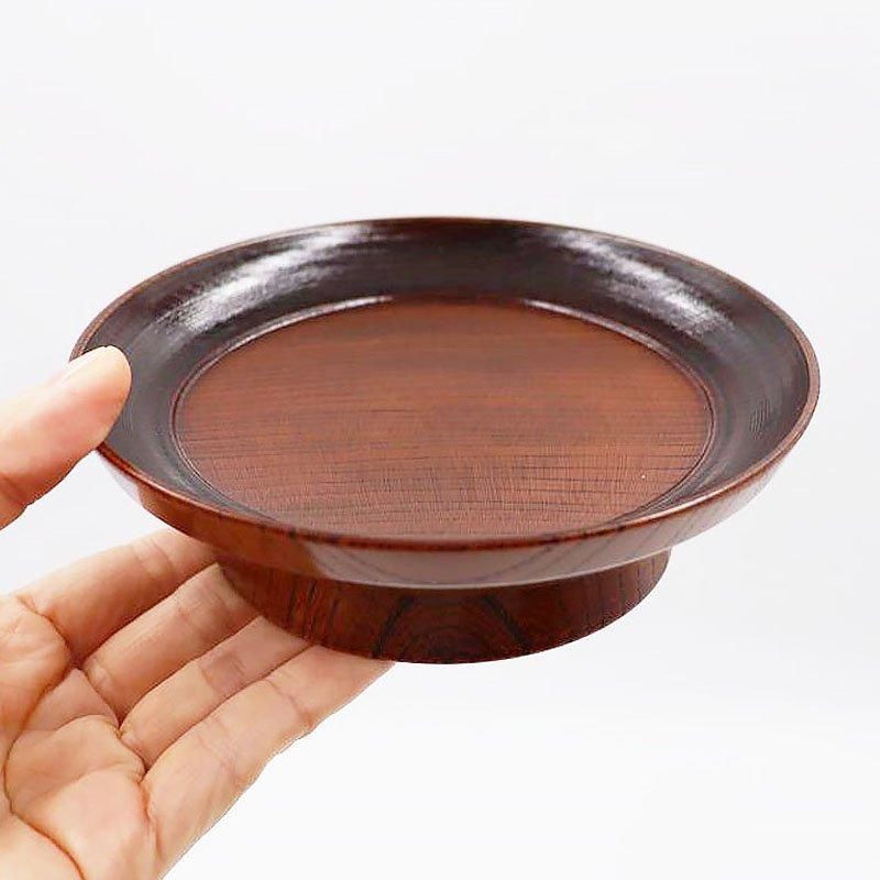 天然木製漆塗 輪島塗 沈金蒔絵 菊花草 黒塗り 菓子皿 銘々皿 5