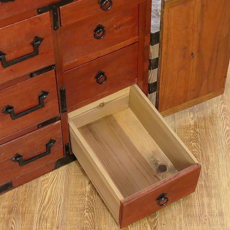 朱 前桐小箪笥 手許箪笥 時代金具 丸金具 小ぶり キャビネット 朱 前桐小箪笥 手許箪笥 時代金具 丸金具 小ぶり キャビネット