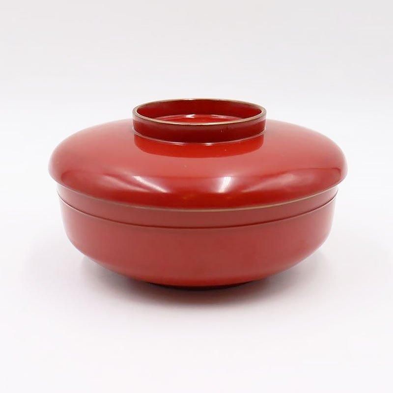 骨董・時代物 木製漆器吸物椀 沈金細工 巻物・梅の花柄 緑・青手