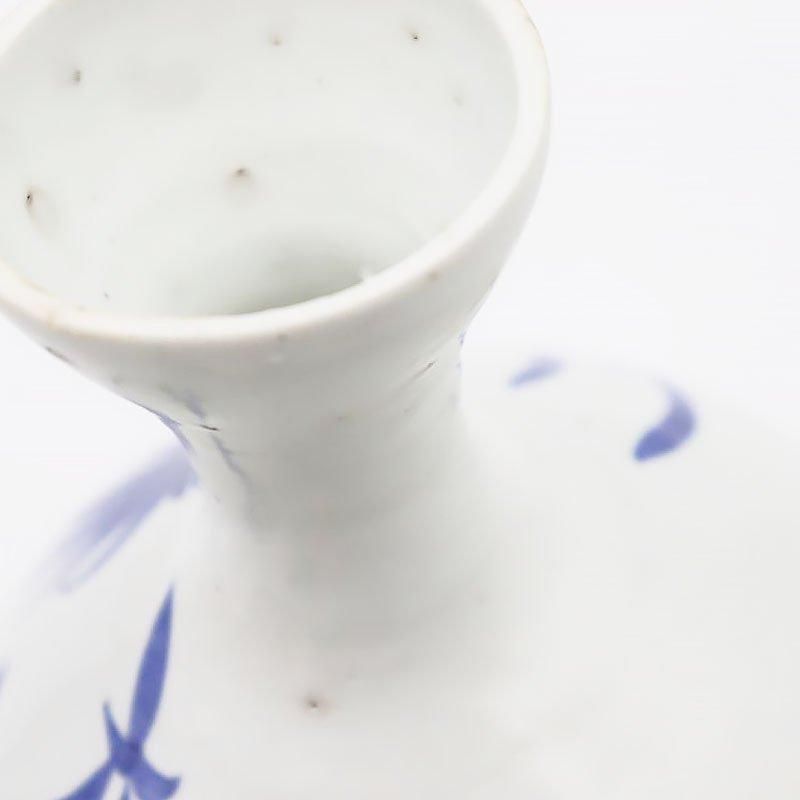 手描き染付酒徳利一輪挿し明治大正アンティーク