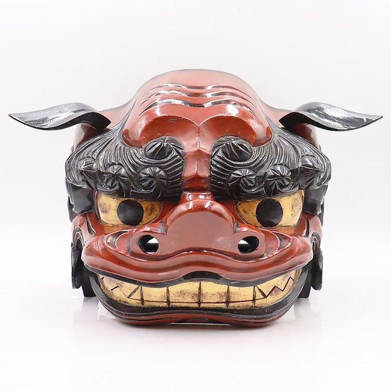 木彫 漆塗り 獅子頭 赤獅子 工芸品 骨董 アンティーク 日本製 小 木彫 漆塗り 獅子頭 赤獅子 工芸品 骨董 アンティーク 日本製 小