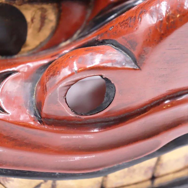 木彫 漆塗り 獅子頭 赤獅子 工芸品 骨董 アンティーク 日本製 小 木彫 漆塗り 獅子頭 赤獅子 工芸品 骨董 アンティーク 日本製 小