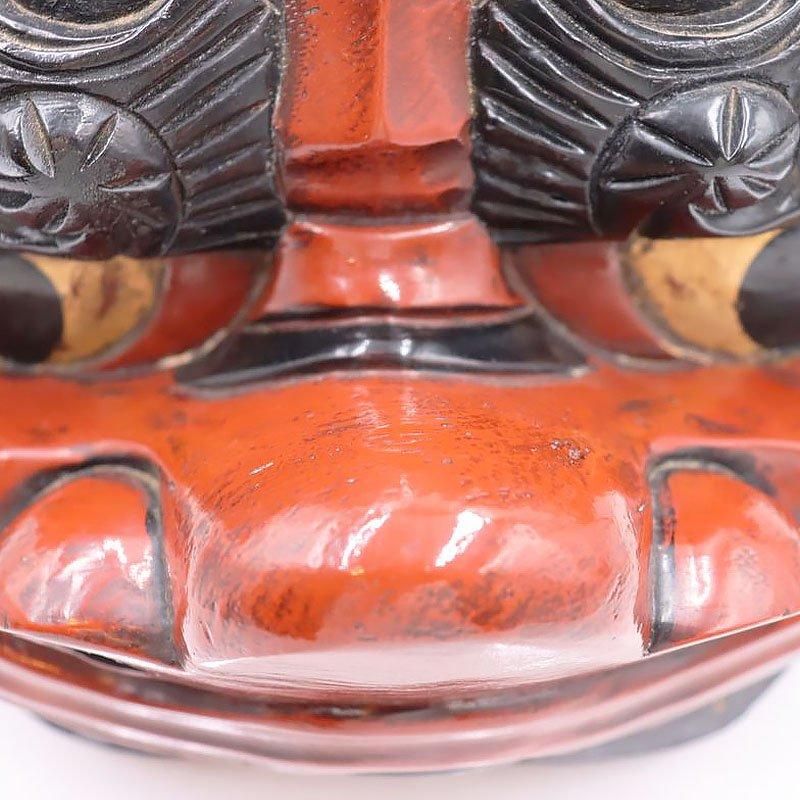 木彫 漆塗り 獅子頭 赤獅子 工芸品 骨董 アンティーク 日本製 小 木彫 漆塗り 獅子頭 赤獅子 工芸品 骨董 アンティーク 日本製 小