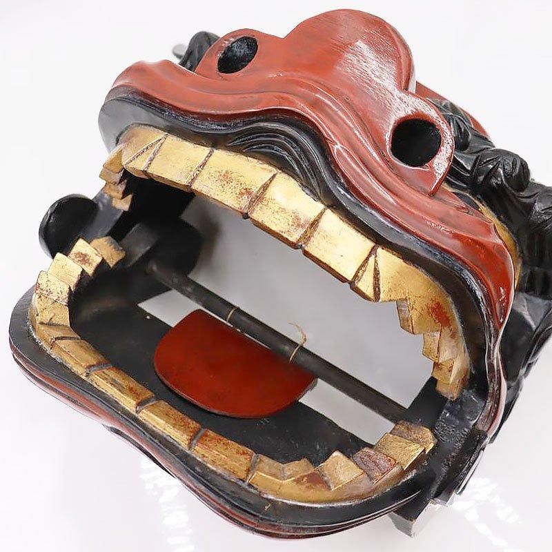 木彫 漆塗り 獅子頭 赤獅子 工芸品 骨董 アンティーク 日本製 小 木彫 漆塗り 獅子頭 赤獅子 工芸品 骨董 アンティーク 日本製 小
