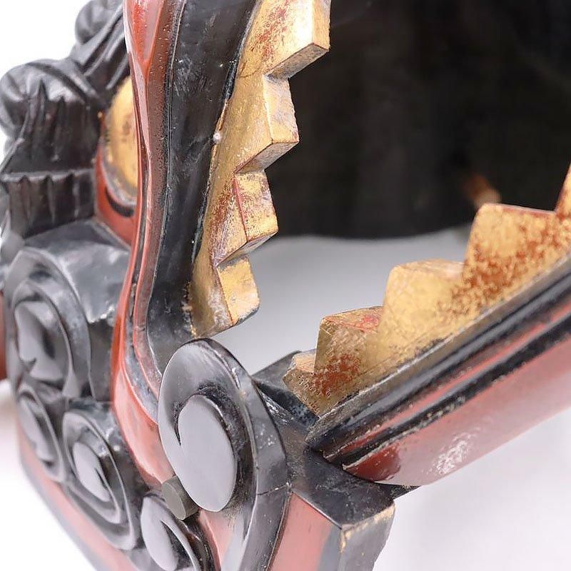 木彫 漆塗り 獅子頭 赤獅子 工芸品 骨董 アンティーク 日本製 小 木彫 漆塗り 獅子頭 赤獅子 工芸品 骨董 アンティーク 日本製 小