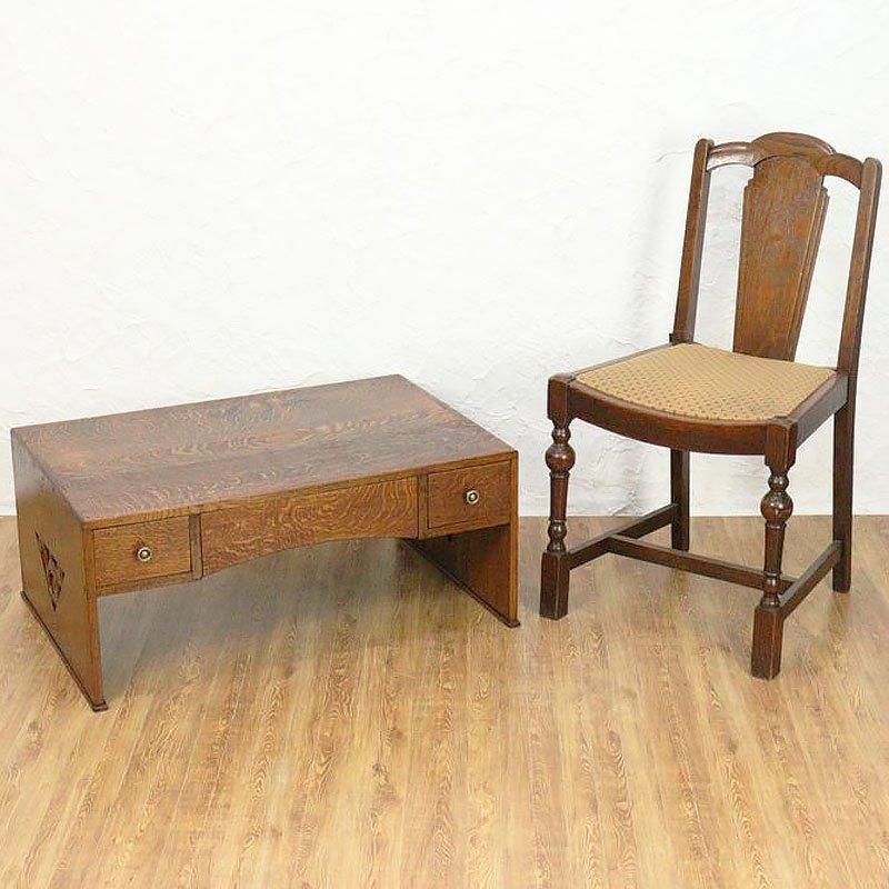 古い欅の勉強机 けやき 文机 平机 作業台 古道具 アンティーク 家具