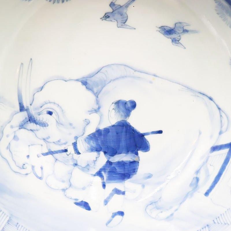 葉っぱ型小物入れ、鳳凰紋様、明治大正時代、手描き、骨董品