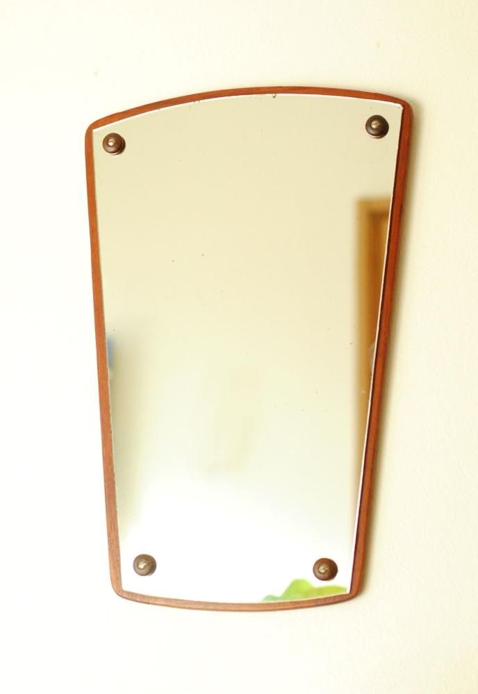 70〜80's ヴィンテージ チーク無垢材 壁掛け鏡 ウォールミラー 北欧モダン デンマークヴィンテージ ウォールミラー チークフレーム 壁掛け