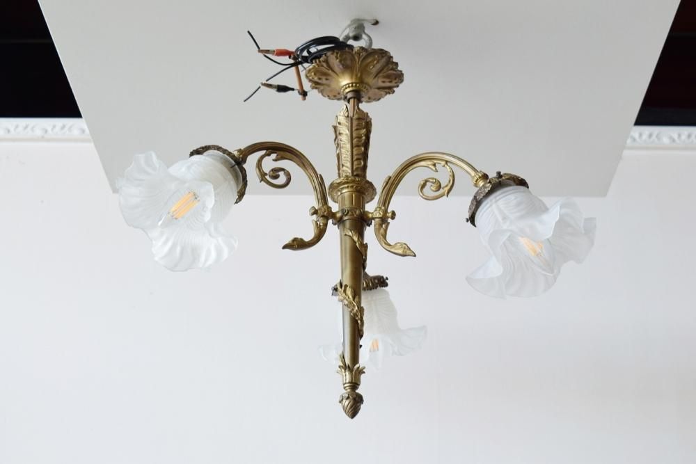 アンティーク真鍮タッセルシャンデリア ブランコとエンジェルの真鍮シャンデリア【パディントン