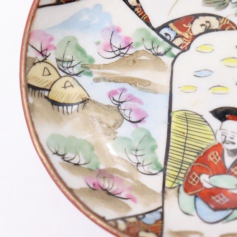 手描き 色絵 九谷焼 豆皿 天塩皿 縁起物 かわいい 大正 骨董