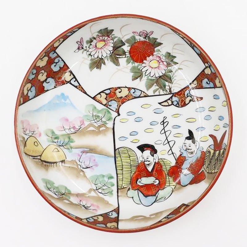 手描き 色絵 九谷焼 小皿 取り皿 縁起物 かわいい 大正 骨董 手描き 色絵 九谷焼 小皿 取り皿 縁起物 かわいい 大正 骨董
