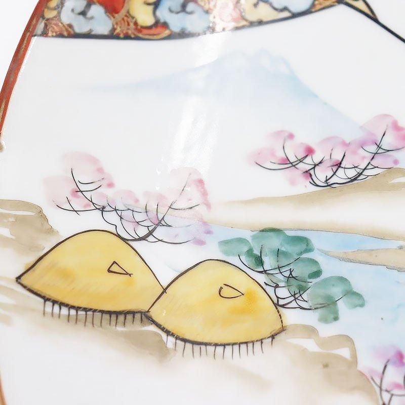 手描き 色絵 九谷焼 中皿 七寸皿 ワンプレート 縁起物 かわいい 手描き 色絵 九谷焼 中皿 七寸皿 ワンプレート 縁起物 かわいい
