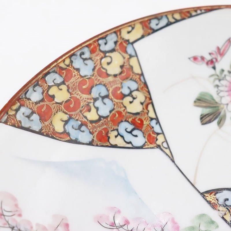 お値下げ‼️美品 九谷焼き 変形皿 オードブル 赤絵 牡丹