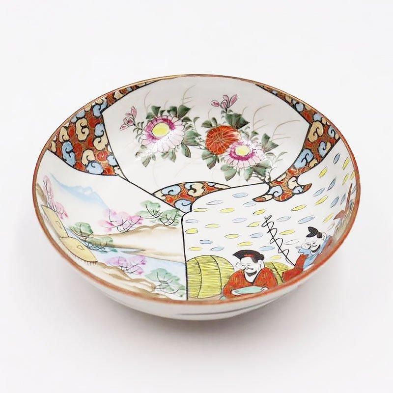 九谷 手描き 七福神 唐草 著 縁起物 大皿 盛皿 飾皿 - 工芸品