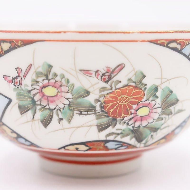 九谷焼 手描き色絵 蓋碗 大正アンティーク 和食器