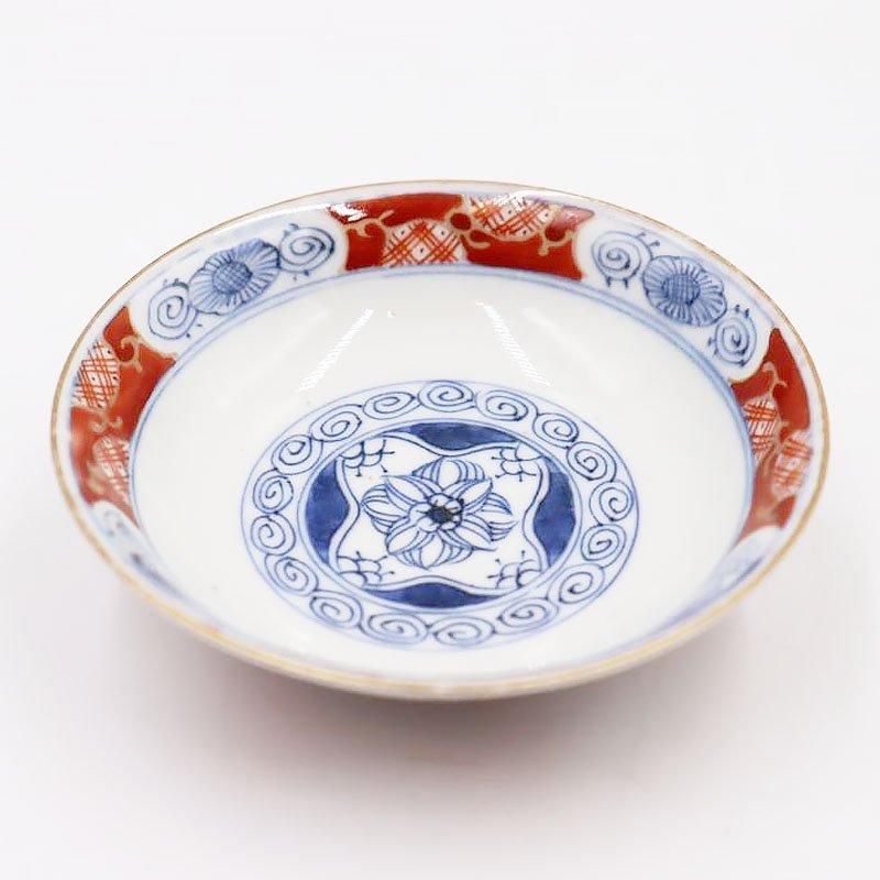 ヴィンテージ 赤絵 蓋碗 大正 骨董 花唐草 和食器