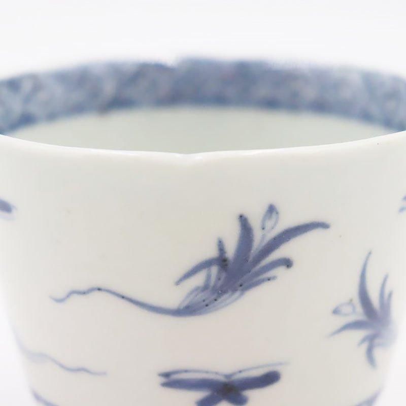伊万里 染付 草花線描模様 蕎麦猪口 向付 湯呑 - 生活骨董と古布