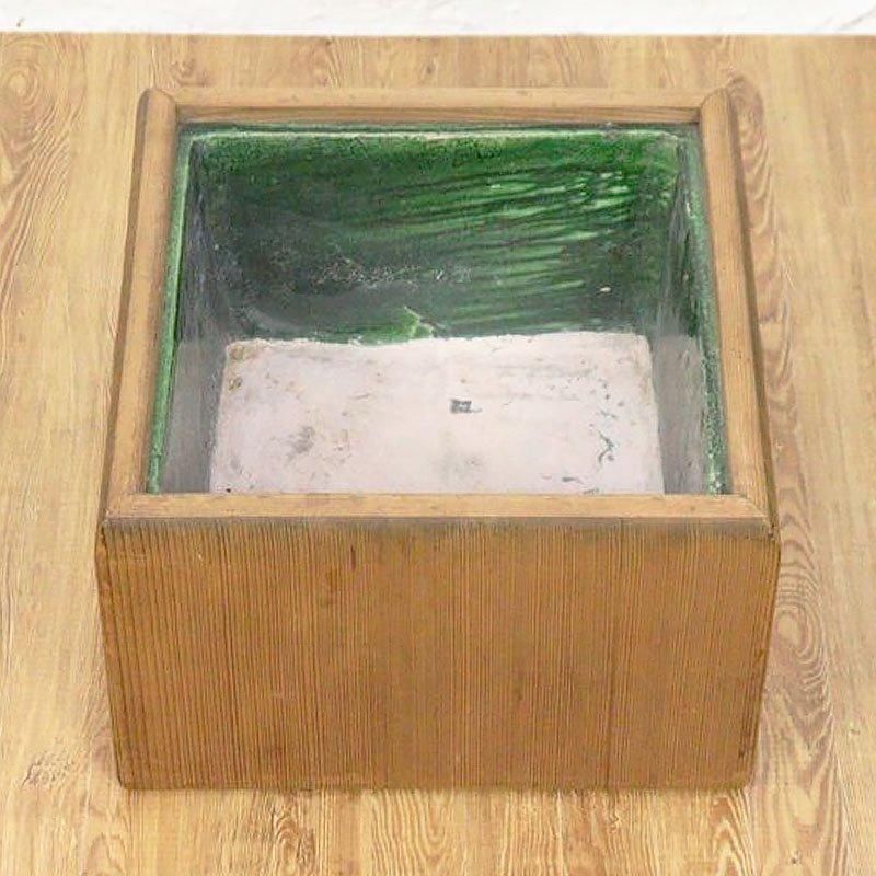 サービス品 角火鉢 緑釉火鉢 骨董 アンティーク 民芸 小民具 サービス品 角火鉢 緑釉火鉢 骨董 アンティーク 民芸 小民具