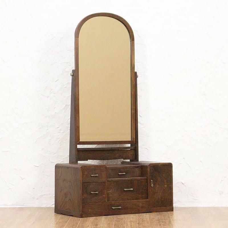 三面鏡(桑) アンティーク アンティークミラー・壁掛け鏡・姿見