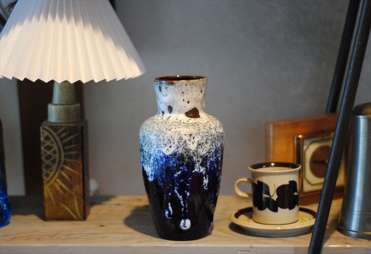 西ドイツ製 ヴィンテージ Scheurich窯 大きめ 陶器の花瓶 Fat lava 