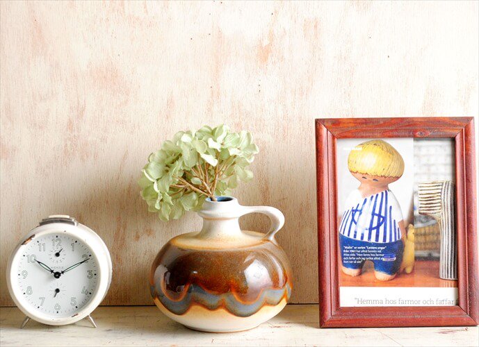ヴィンテージ Fat Lava 陶器 ベース ブラウン×レッド/花器/花瓶花瓶アンティーク