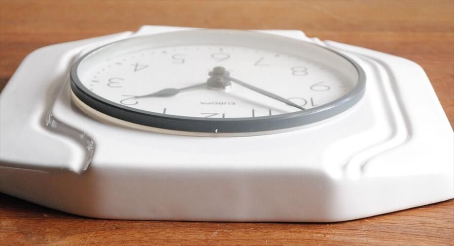 ドイツ製☆陶器のアンティーク時計 ドイツ製アンティーク陶器壁掛け時計 希少なデザイン