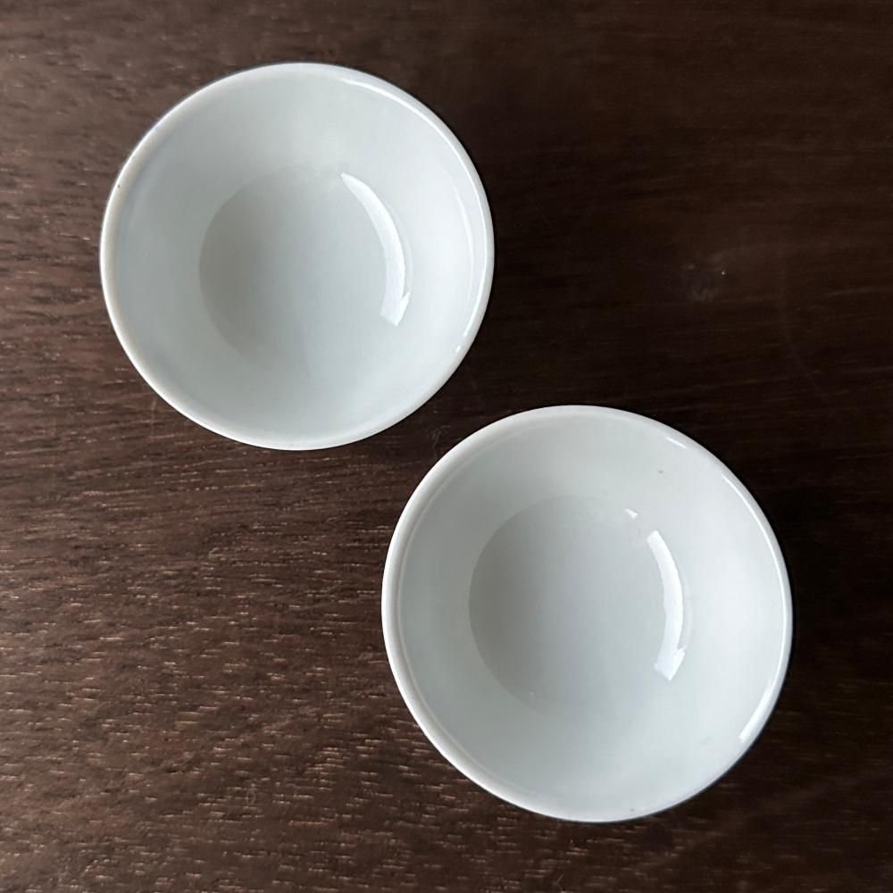 ◆希少美品 1880年頃（明治時代！古曽部焼き 素朴な染付 ぐいみ/お猪口 5客 古曽部焼 4代五十嵐信平(明治期・1900年頃) 粉引鉄絵 松の実絵