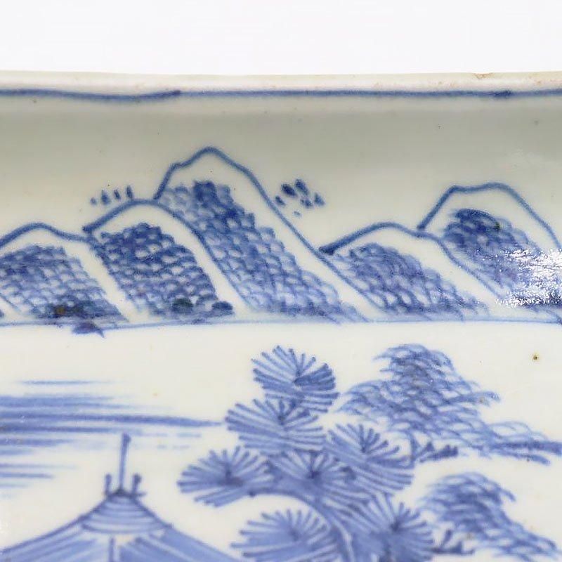 手描き 染付 長皿 伊万里 明治・大正 アンティーク食器 スクエア 手描き 染付 長皿 伊万里 明治・大正 アンティーク食器 スクエア