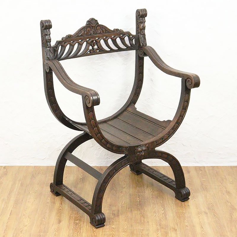 希少 ダンテスカチェア アームチェア アンティーク 透かし彫刻 椅子 インテリア 珍しい おしゃれ ヨーロッパ