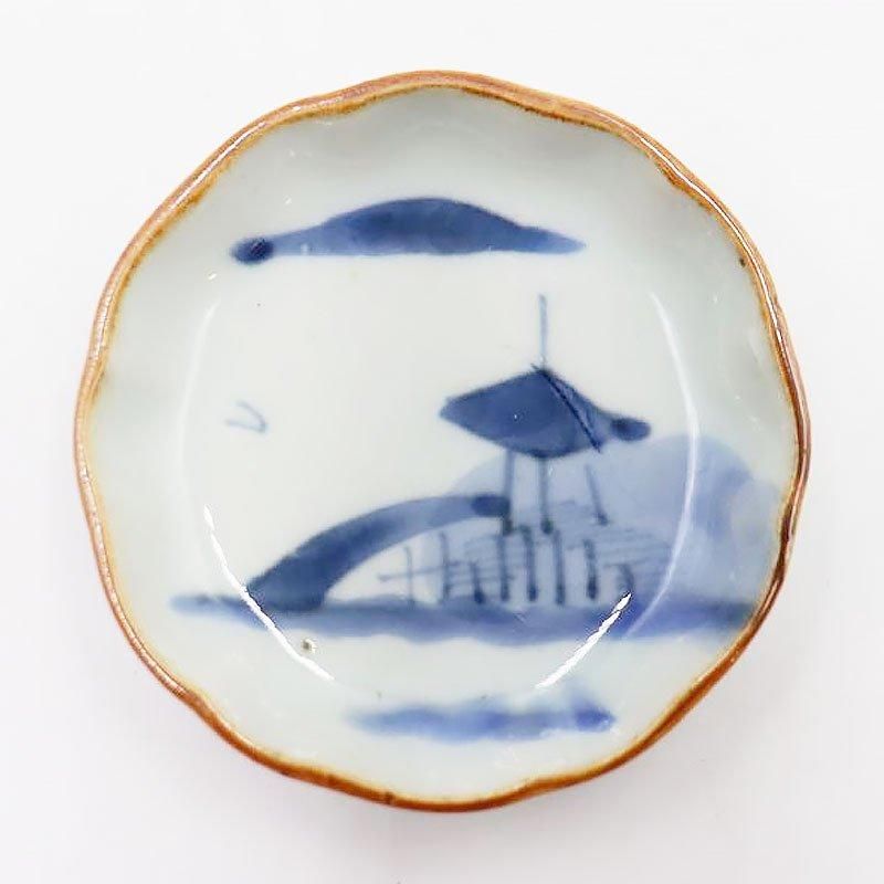 手描き 染付 豆皿 手塩皿 呉須 藍色 大正 骨董 アンティーク 手描き 染付 豆皿 手塩皿 呉須 藍色 大正 骨董 アンティーク