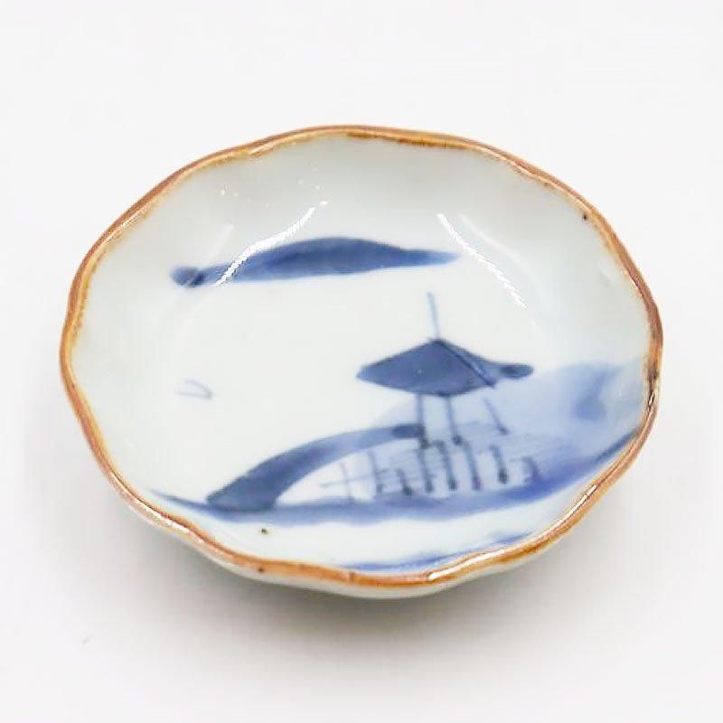 手描き 染付 豆皿 手塩皿 呉須 藍色 大正 骨董 アンティーク 手描き 染付 豆皿 手塩皿 呉須 藍色 大正 骨董 アンティーク