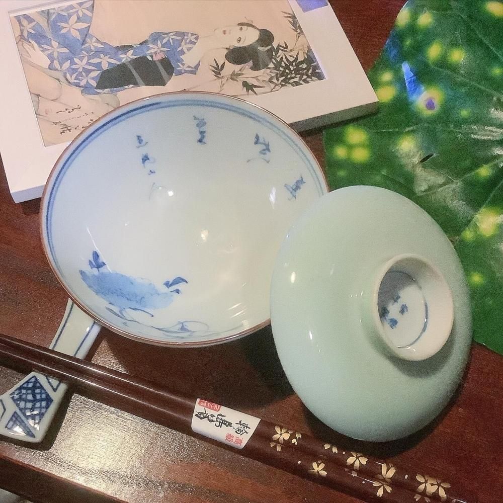 江戸後期蓋付ご飯茶碗 - ANTIQUE LEAVES 江戸後期蓋付ご飯茶碗 - ANTIQUE LEAVES