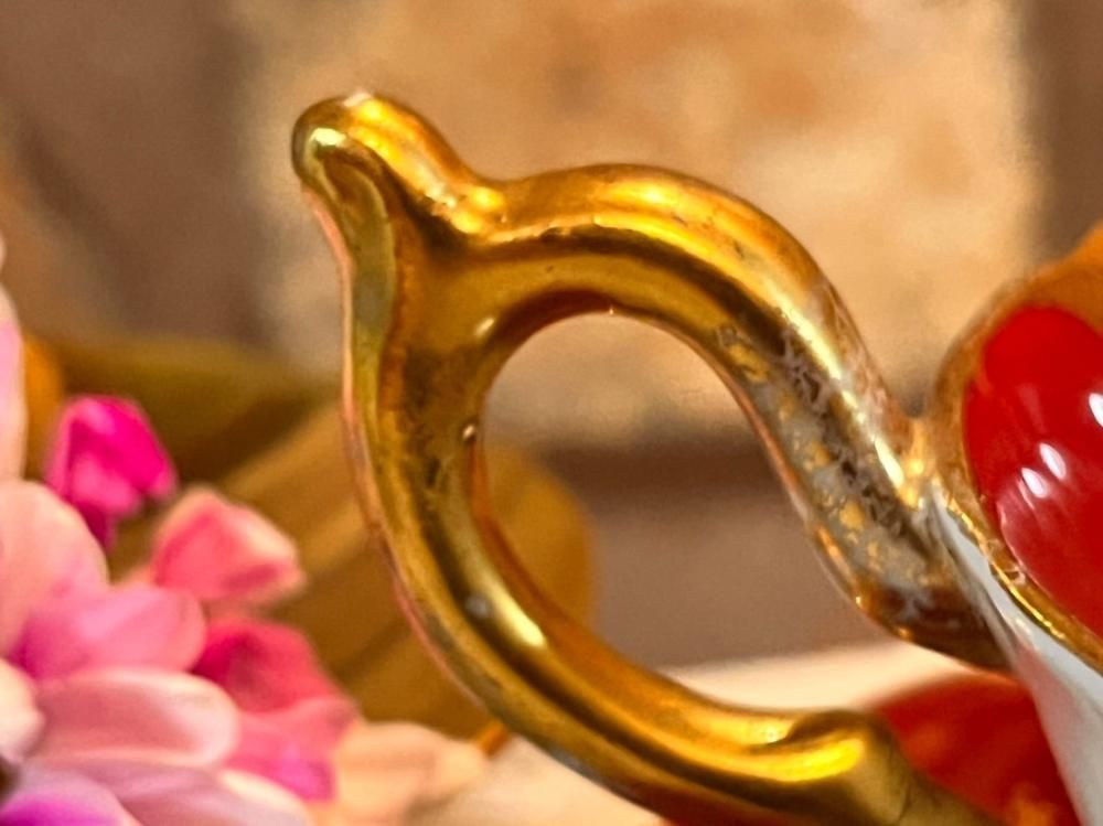 英国製Coalport豪華な深紅のティーカップ&ソーサー