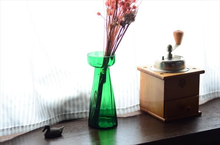 デンマーク Holmegaard グリーンのガラス ヒヤシンスベース 花瓶