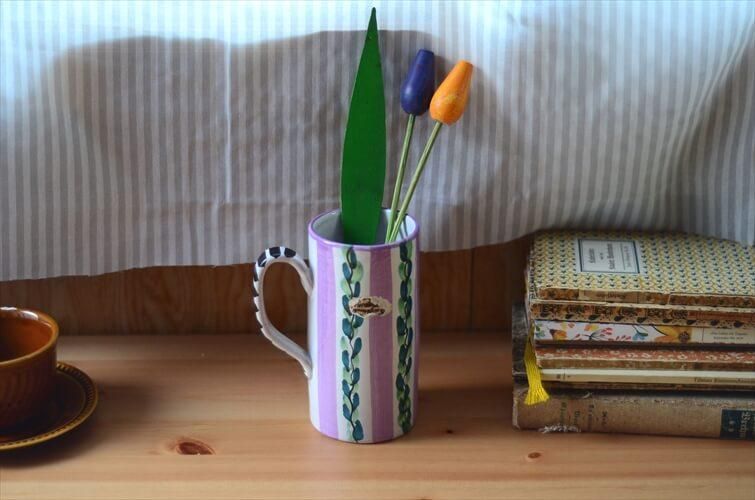 デンマーク製 ラベンダー色 陶器花瓶 ヴィンテージ