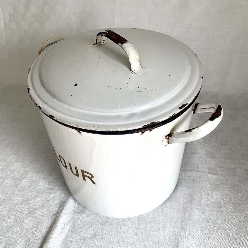 ホーロー フラワー缶 大型小麦保存容器