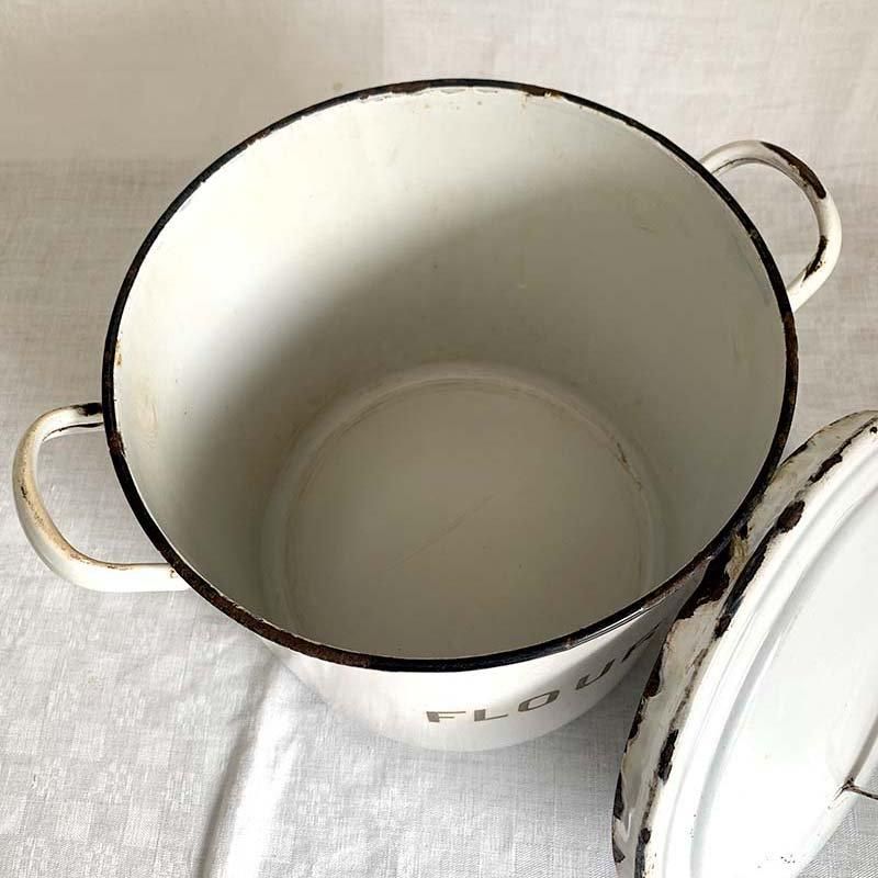 ホーロー フラワー缶 大型小麦保存容器