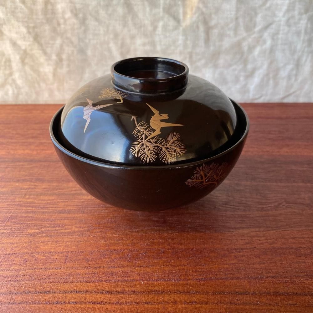 大正時代頃のヴィンテージ漆折鶴椀