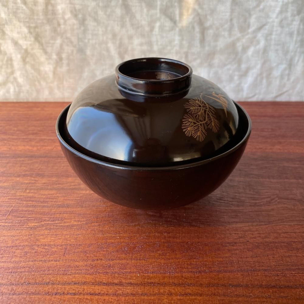 【値下げ交渉可‼️】鶴デザインの赤色漆器椀セット 4枚 お椀 汁椀 日本製 食洗機対応 電子レンジ対応 会津塗 丸味椀 赤