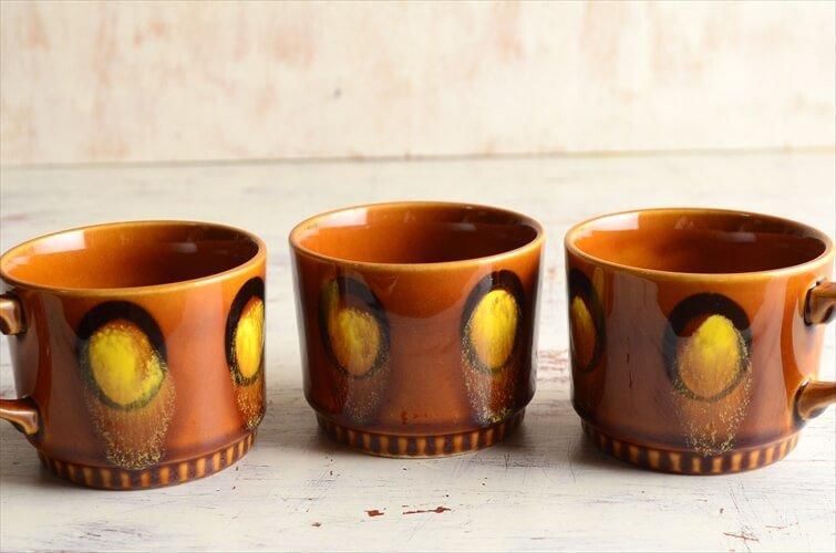 ボッホ　Boch アンティーク　カップ&ソーサー6点＋ポット1点セット BOCH ボッホ カップ&ソーサー ヴィンテージ飴色