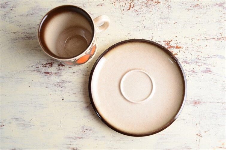 ベルギー製 BOCH ボッホ レアパターン オレンジ カップ&ソーサー ベルギー製 BOCH ボッホ レアパターン オレンジ カップ&ソーサー