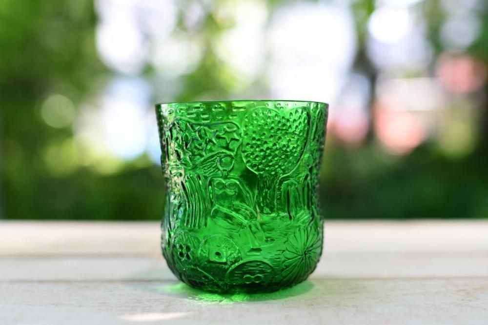 未使用　NUUTAJARVI/ヌータヤルヴィFauna グラスArabia 3個 ヴィンテージ ヌータヤルヴィ アラビア ファウナ グリーン