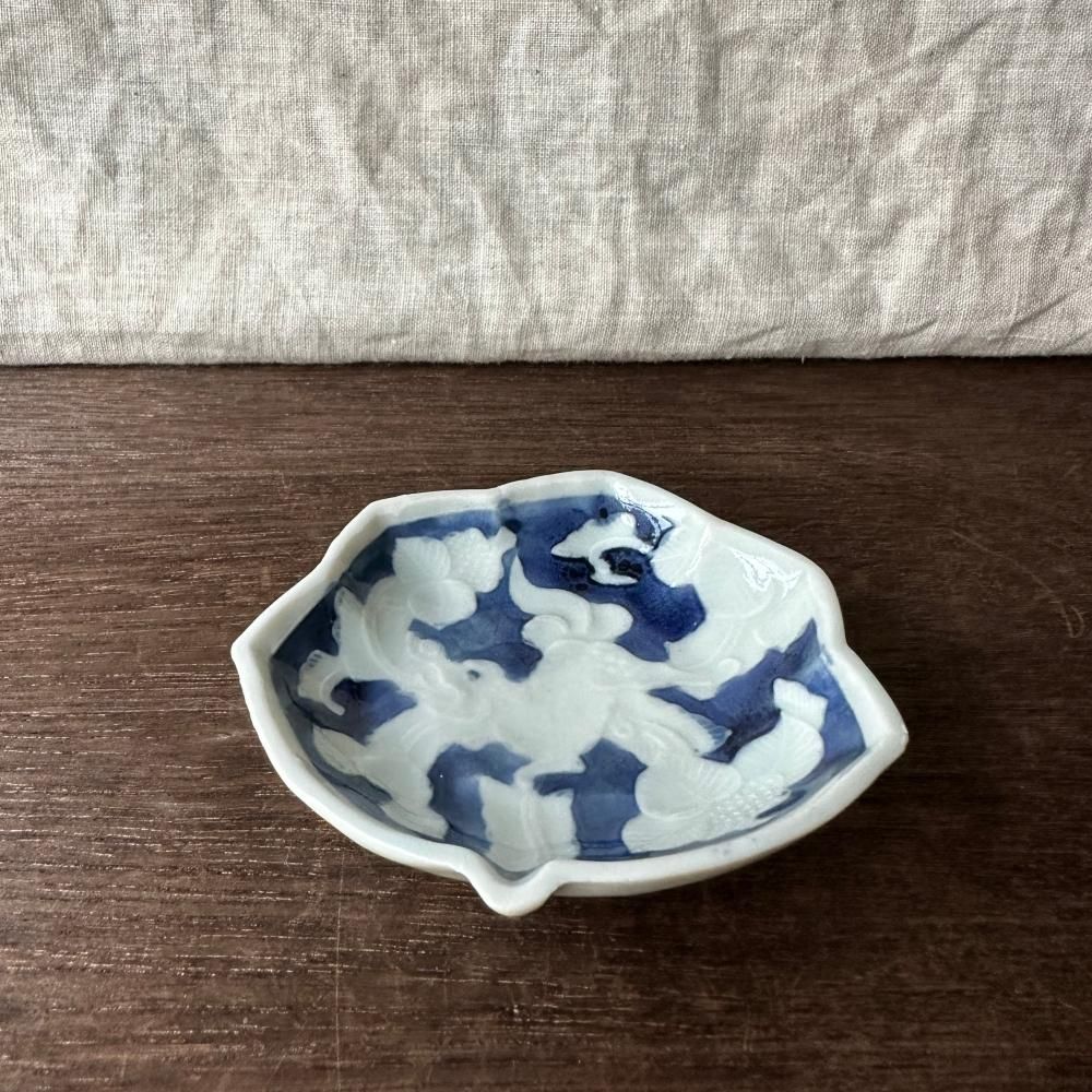アンティーク ザクロ 獅子 型押し豆皿 幕末 明治の美しい器
