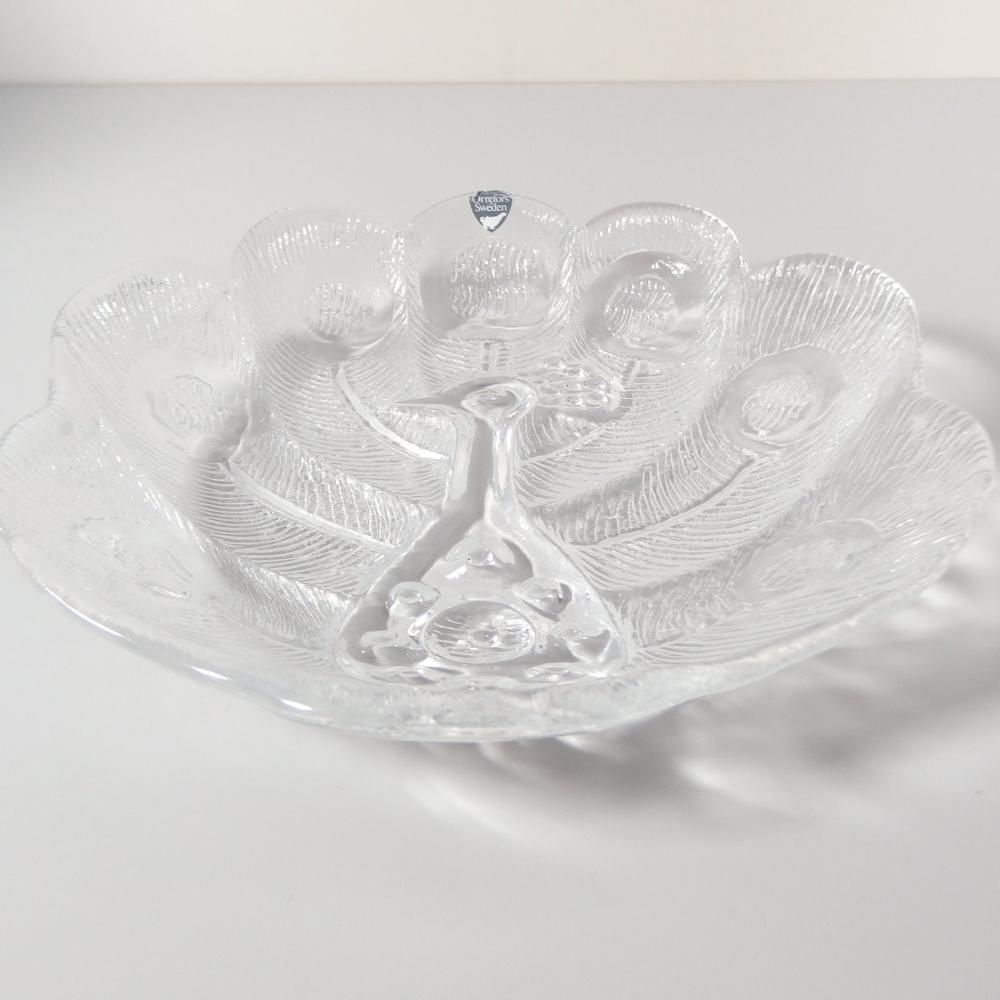  ̲ ǥ ơOrrefors ʥե glass plate peacook