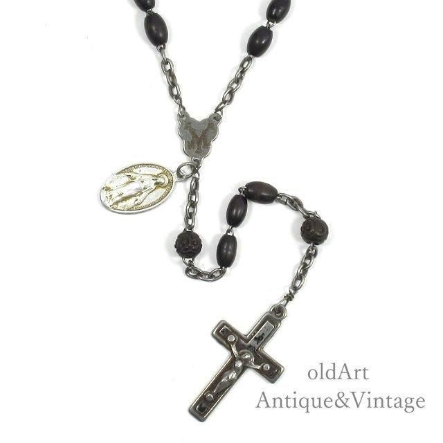 当時もの　ヴィンテージ　アンティーク　メダイ　クロス　ネックレス USAヴィンテージ 聖母マリア クロスメダイネックレス